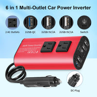 Modified Frequency Inverter Double receptacle 4USB 500W  DC12V To AC110V Ports Car Adapter Portable Inverter