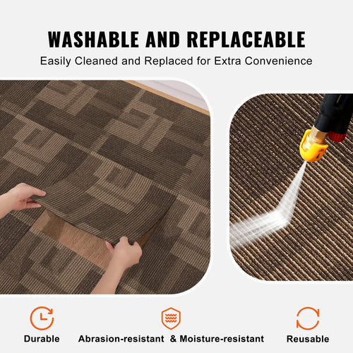VEVOR Carpet Tiles Reusable, 24"x 24"Carpet Squares With Padding Attached, Soft Padded Carpet Tiles, Easy Install DIY for Bedroo