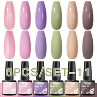 6/8Pcs Spring Pink Color Gel Nail Polish Set Semi Permanent Varnishes Nail Art Design Hybrid Soak Off UV LED Gel Manicure Kit