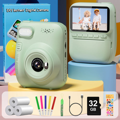 Gofunly 3.0" Kids Camera Instant Print, 1080P Digital Camera for Kids with 3 Rolls of Printer Paper, Kids Camera for 6-12 Years