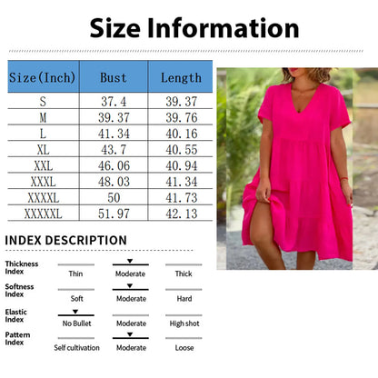 Summer European and American Plus Size Women's Skirts Loose Casual Short Sleeve Belted Elegant Large Size Dress