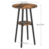 Bar Table, Round Pub Table, 2-Tier Bistro Table with Storage, 37.4" High Top Table for Small Spaces, Cocktail Table
