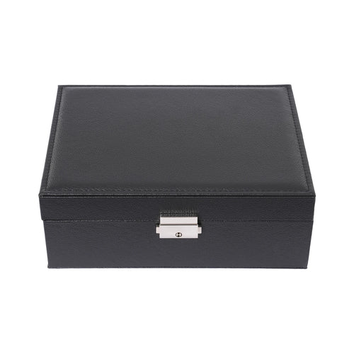 Jewelry Box Double Lock Leather Jewelry Box PVC Large Storage Case Ring Box Organizer Classic Jewelry Display Case Holder