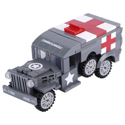 WWII Military US German Armored Vehicle MOC Building Blocks Soldiers Figure Tank Gun Carriage Medical Truck Transport Toys K033