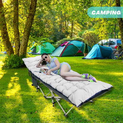 Niceway Camping Cot Foldable Bed with Mattress Portable Outdoor Daybed Office Nap Beach Camp Hiking