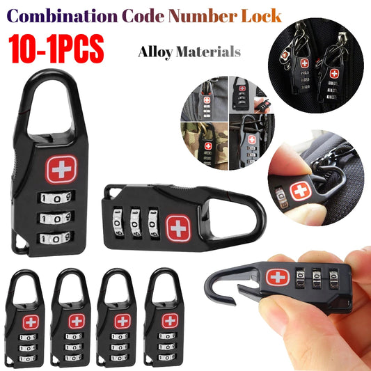 Portable Alloy Material Lock Padlock Outdoor Backpack Handbag Zipper Lock Mini Combination Code Number Lock Travel Accessories