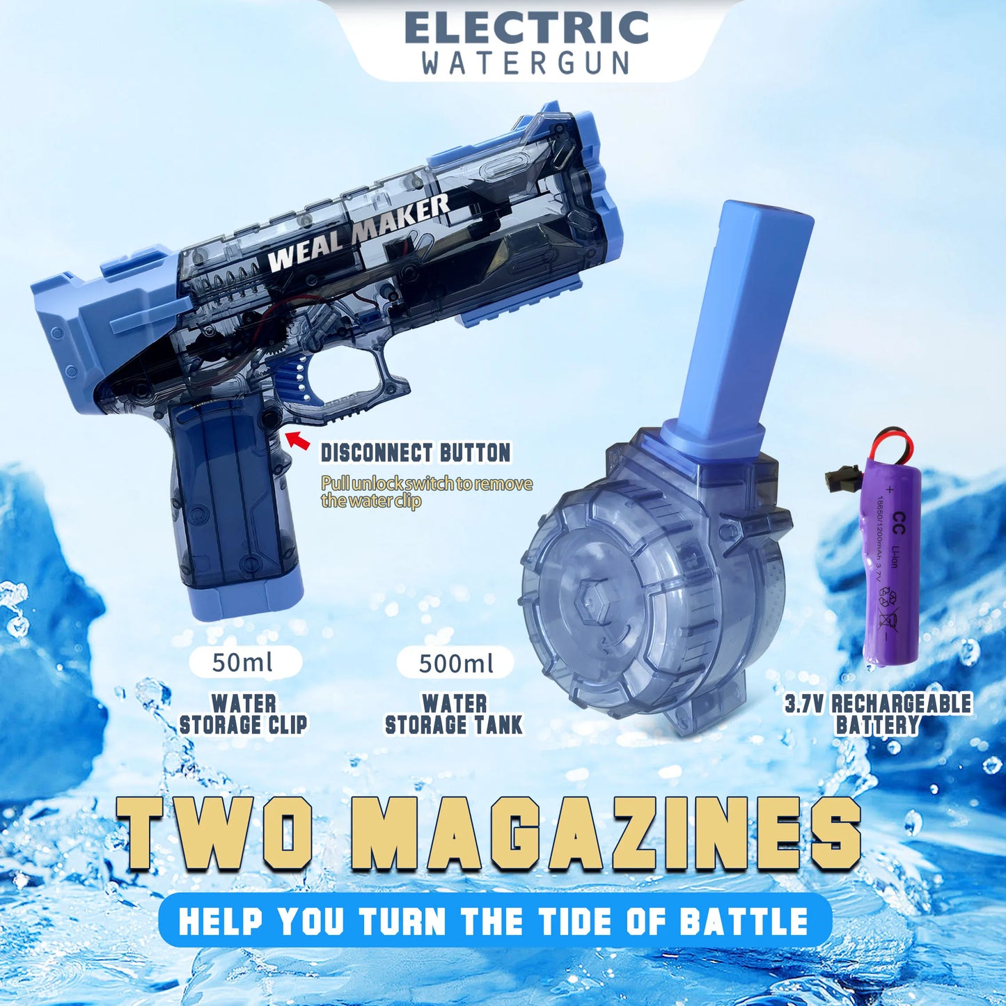 Electric Water Guns for Adult Kid, Strongest Full Auto Water Pistol High Capacity 500+ ,Summer Outdoor Swimming Pool Water Toy