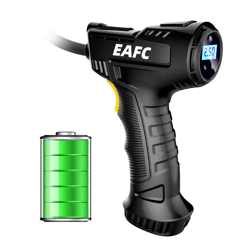 EAFC 120W Handheld Air Compressor Wireless/Wired Inflatable Pump Portable Air Pump Tire Inflator Digital for Car Bicycle Balls