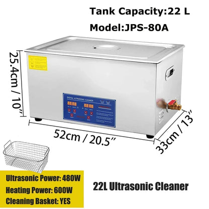 VEVOR Ultrasonic Cleaner 2L 3L 6L 10L 15L 22L 30L Digital Timer Stainless Steel Bath Jewelry Glasses Watch Cleaning Machine