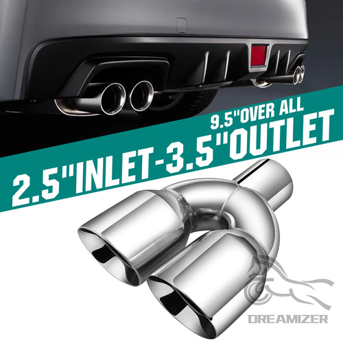 2.5" in 3.5'' out 9.5" Long Stainless Steel Bolt-On Slanted Cut Exhaust Tailpipe Tip Decoration Exhaust Tips Square End