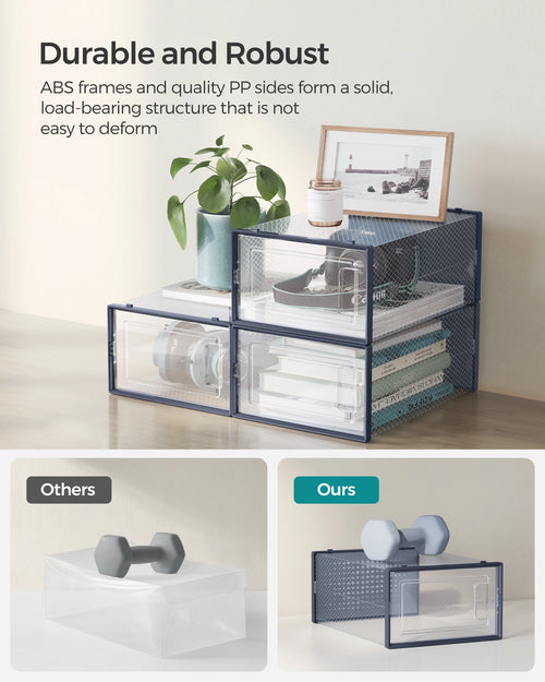 SONGMICS Shoe Boxes,Pack of 12 Shoe Storage Organizers,Stackable Clear Plastic Boxes for Closet,Sneakers,9.1 x 13.1 x 5.6 Inches