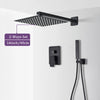 Matte Black Wall Mount Bathroom Shower Faucet 8/10/12/16 Inch Rainfall Mixed Hot Cold Water Mixer Bathtub Tap with Hand Sprayer