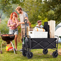 JHK Outdoor Collapsible Foldable Garden Beach Cart Large Capacity Wagon Cart Utility Grocery Wagon for Shopping Sports Camping