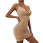 Women Suspenders Party Dress Lady Outfit Sexy Slim Fit Dress V-neck Y2k Clubwear Bodycon Hip-wrapped Mini Dress
