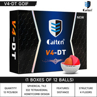 Caiton Pro Golf Balls - 4 Layers, DuPont Surlyn, Adds 30 Yards, Tournament Performance, Great Feel (12/6/3 Pack)