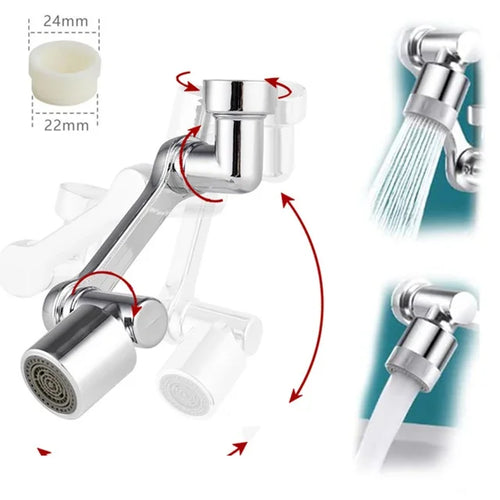 Multifunctional Rotary Extension Faucet 1080° Rotation Faucet Sprayer Dual Effluent Robot Arm Extension Faucets Aerator Bubbler