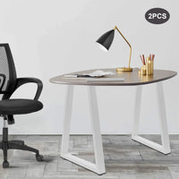 28Inch White Metal Table Legs, 2pcs Trapezoidal Table Support Frames, Furniture Parts Suitable for Dining Tables, Computer Desks