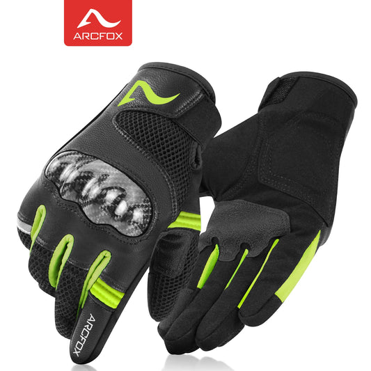 Motorcycle Gloves Touchscreen Leather Men Racing Protective Motorcross Guantes for Yamaha BMW KTM Carbon Shell Anti-slip Gloves