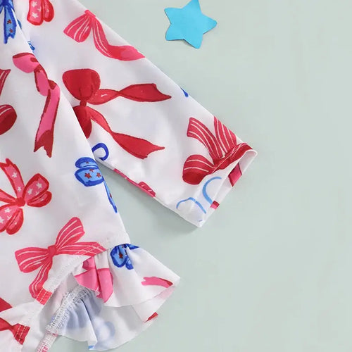 Children s Girls  Swimsuit Short Sleeve Floral Print Swimwear with Ruffle Detail for Pool Party and Vacation