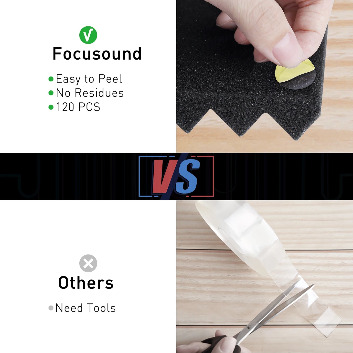 24 Packs Acoustic Foam Panels 2" X 12" X 12" Soundproofing Foam 25kg/m³ Noise Cancelling Foam with 120 PCS Double-Side adhesive