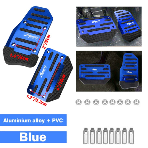 2Pcs Universal Car Foot Pedal Modified Brake Anti-Slip Aluminum Car Pedal Cover Set Kit Pedali Red/Blue/Silver Car Accessories
