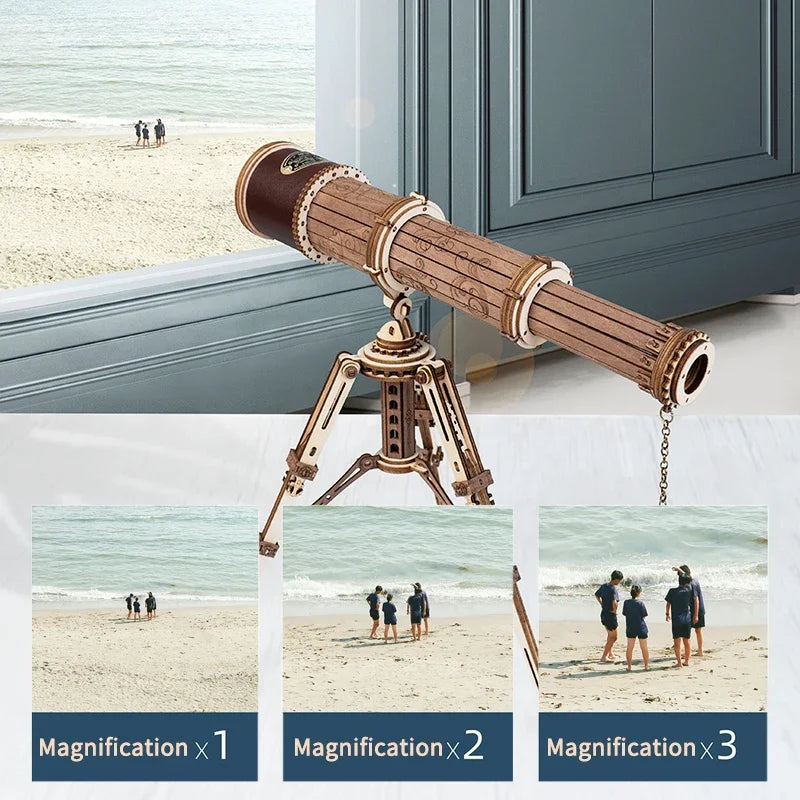 Robotime Rokr 1:1 DIY 314pcs Telescopic Monocular Telescope Wooden Model Building Kits Assembly Toy Gift for Children Adult