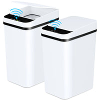 2 Pack 12L Bathroom Automatic Trash Cans Touchless Motion Sensor Slim with Lid for Bathroom Bedroom Living Room Office White