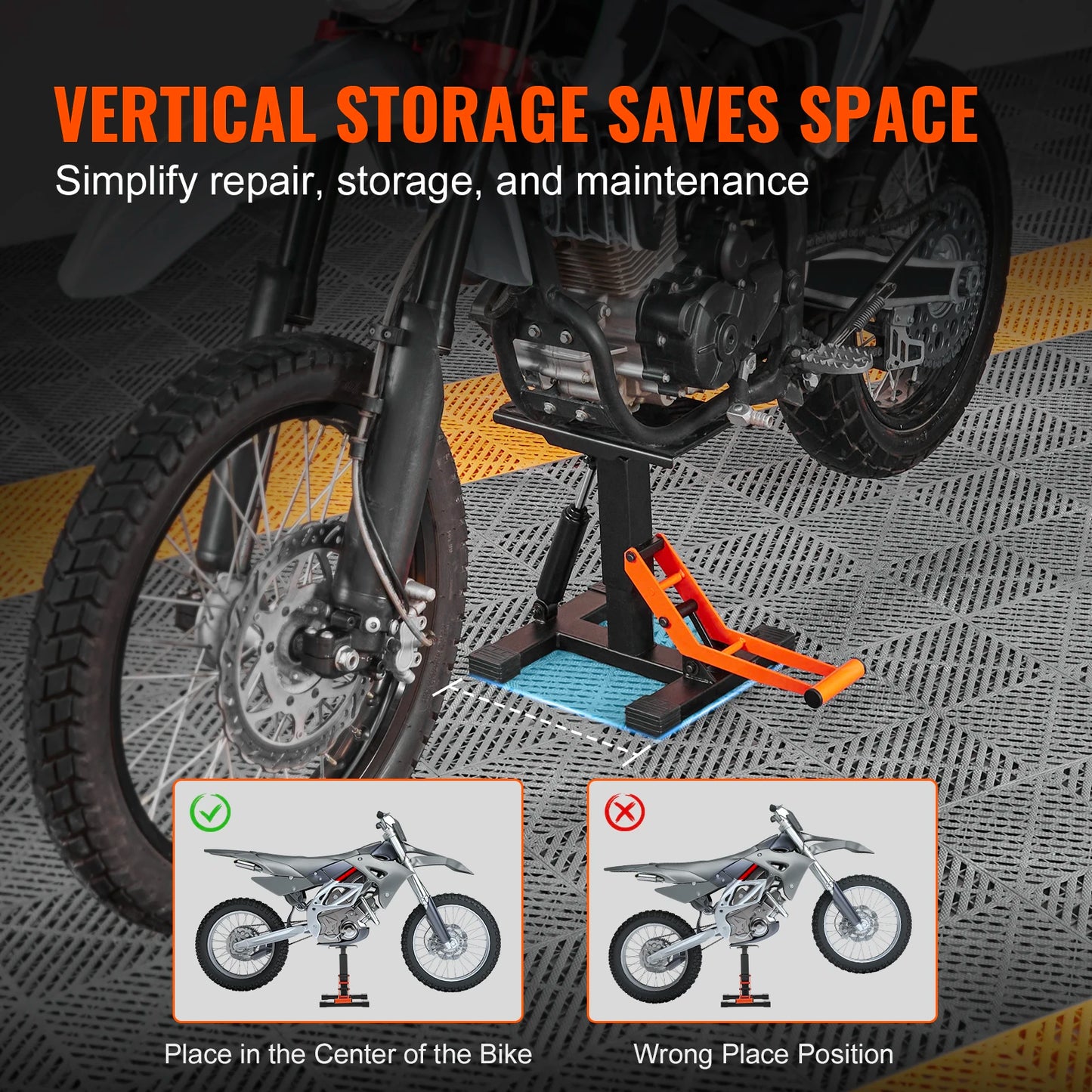 VEVOR Motorcycle Jack Lift Stand 440 lbs Dirt Bike Lift Stand Hydraulic Lift Operation Adjustable Height Hoist Table Maintenance