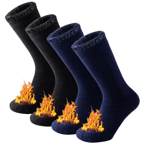 2 Pairs Pack Winter Thermal Socks For Men Women Cold Weather Insulated Socks Outdoor Hiking Skiing Warm Snow Thick Heated Socks