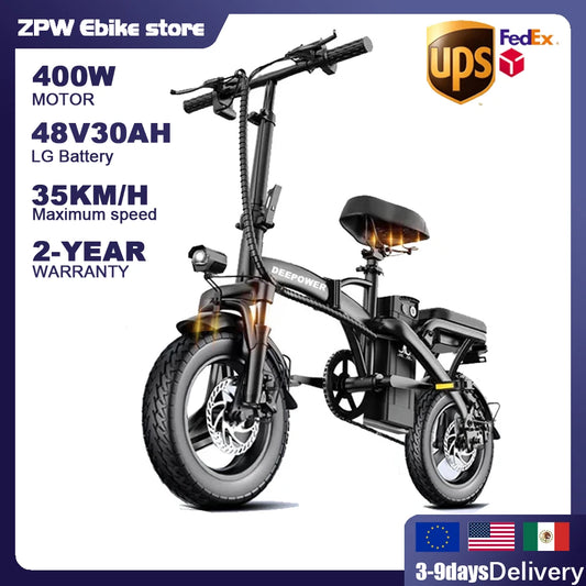 ZPW Ebike K100 400W 48V 30AH Електричний велосипед для дорослих Fat Tire Складаний електричний велосипед Міський приміський електричний велосипед Urban Ebike