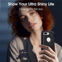 Black Phone Case For iPhone 8 / iPhone 8 Plus Heavy Duty Shockproof Protective Rugged 3-Layers Hard Cover