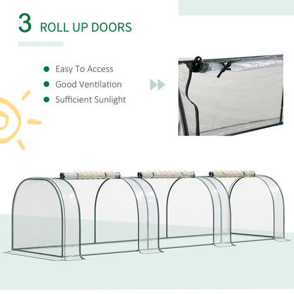 11.5' X 3' X 2.5' Tunnel Greenhouse Green Grow House W/ Roll up Doors, Clear