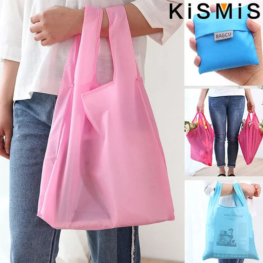 Eco Shopping Bag Fashion Printing Foldable Reusable Tote Folding Pouch Convenient Large-capacity Storage Bags Grocery Totes