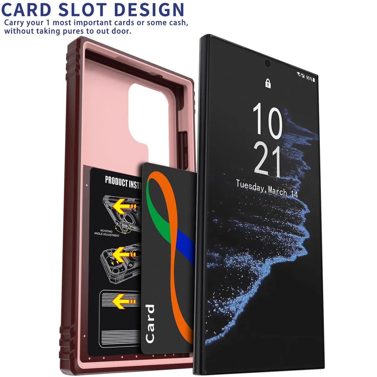 For Samsung Galaxy S24/S24+/S24 Ultra 5G Phone Case Hybrid Ring Kickstand Card Slot Camera Protection Hard Shockproof Cover