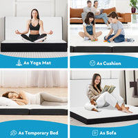 JHK Three Fold Portable Floor Bed,Certified By CertiPUR-US,Suitable For Travel,Camping,And Yoga,Soft Touch And Flexible Zipper