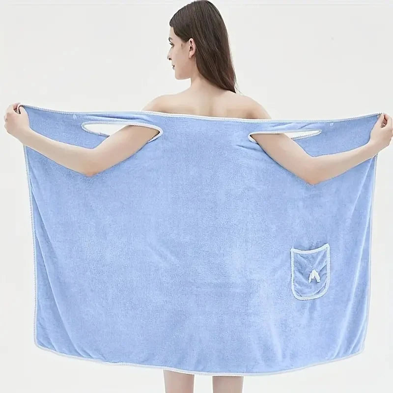 Wearable Bath Towel, Bowknot Coral Velvet Bath Skirt For Adults, Water Absorption, Quick Drying, Bath Towel, No Hair Loss, Bath
