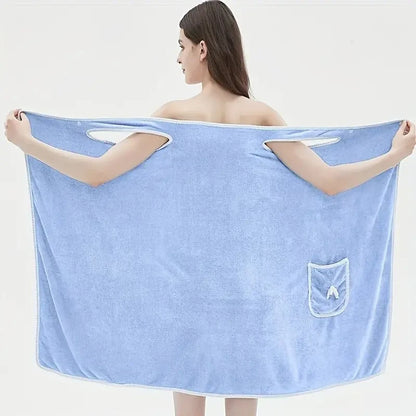 Wearable Bath Towel, Bowknot Coral Velvet Bath Skirt For Adults, Water Absorption, Quick Drying, Bath Towel, No Hair Loss, Bath