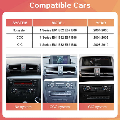 Road Top Wireless CarPlay Android Auto Car Multimedia player For BMW 1 Series E81 E82 E87 E88 Head Unit Screen Display monitor