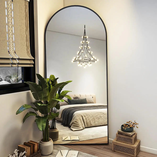 71"x26" Arch Full Length Mirror, Wall Mirror Floor Mirror with Stand Hanging or Leaning, Aluminum Alloy Frame Full Body Mirror
