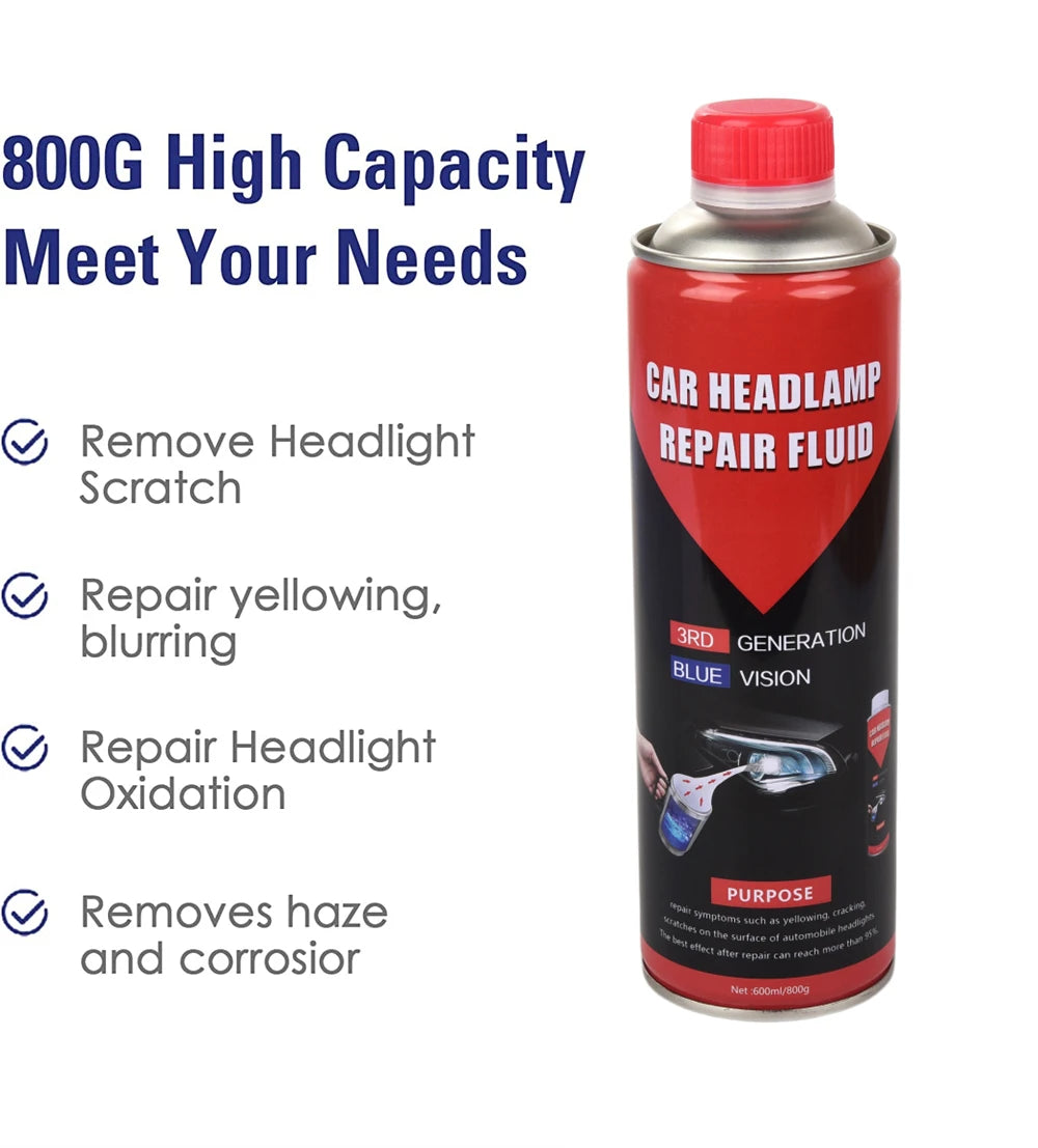 Car Headlight Restoration Fluid 800ml Auto Headlight Polisher Disassembly Headlight Polishing Liquid Polymer For Headlights