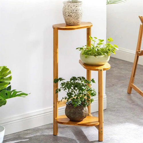 3 Tier Plant Stand Corner Bamboo Plant Shelf Rack Pot Stand Holder Indoor Plant Ladder Shelf Flower Display Rack