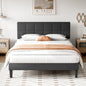 JHK Queen Bed Frame with Headboard No Box Spring Needed Linen Upholstered Wooden Platform Bed Frame with Wood Slats Support