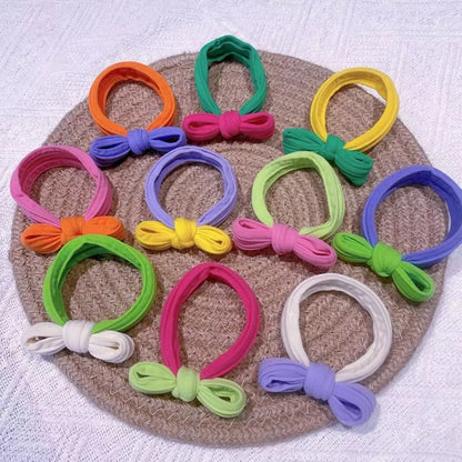 10PCS Spring Pastel Bow Scrunchies-Velvet Hair Ties for Women&Girls, Cute Ponytail Accessories with Butterfly Hair Bows Gift Set
