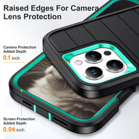 For iPhone 16/iPhone 16 Plus/iPhone 16 Pro/iPhone 16 Pro Max Case 3-Layers Heavy Duty Protective Kickstand Cover Black Green