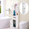 80x15.5x15CM Bathroom Toilet Furniture Cabinet White Wood Cupboard Shelf Tissue Storage Rack