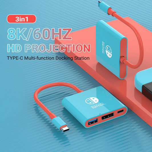3 in 1 USB C Hub 8K@60Hz DisplayPort Switch Dock for MacBook Pro Air