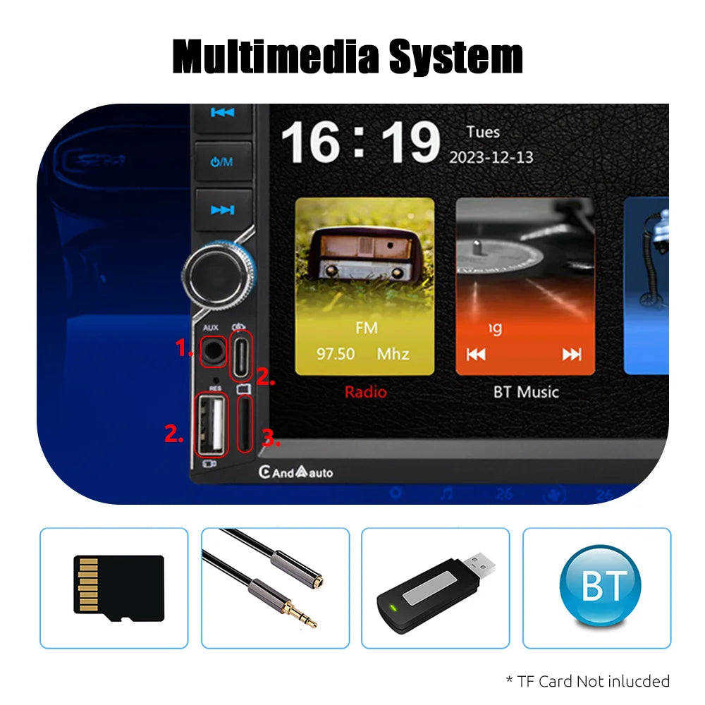 ESSGOO 2 DIN 7 Inch Car Stereo - Apple CarPlay, Android Auto, IPS Touch Screen
