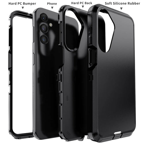 Black For Samsung Galaxy A16 5G Case Heavy Duty Shockproof Hard Protective Rugged Hybrid 3in1 Layers Cover
