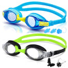 2 Pack Kids Swimming Goggles Age 3-14 Years Old Anti-fog 100% UV Protection Clear Vision No Leaking Quick Adjustable Strap