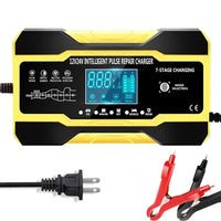12V-24V Car Battery-Charger Full Automatic 12V 10A Digital Car Battery Charger Pulse Repair for AGM GEL WET Lead Acid